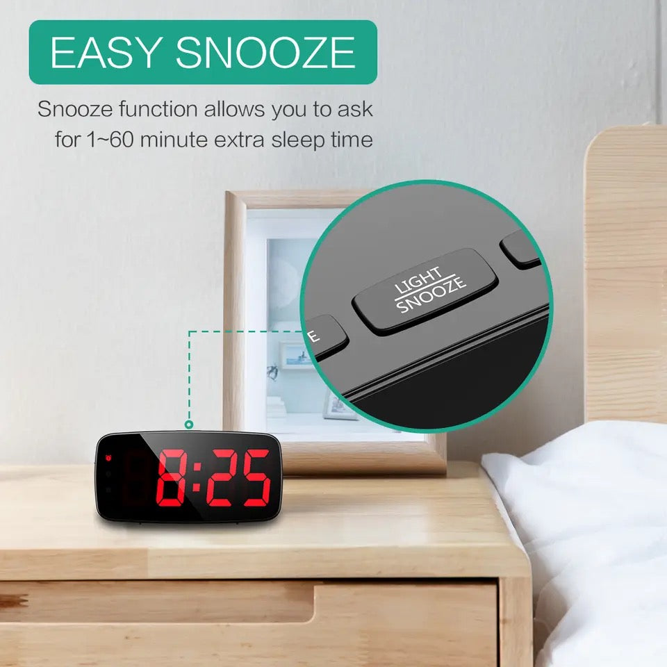 ORIA Alarm Clock Digital LED Clock Voice Control Snooze Time Temperatu