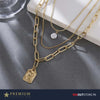 Multilayer Metal Chain Necklace with Face and Pearl Pendant