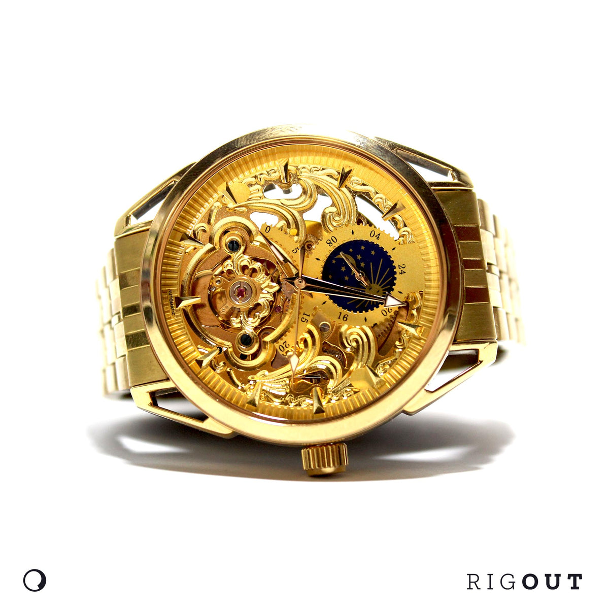 Gold skeleton watch sale