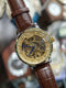 TORUS - Golden Mechanical Watch with Brown Strap By Fitron