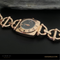 Sleek Bracelet Style Rose Golden Black Ladies Watch