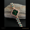 Sleek Bracelet Style Golden Green Ladies Watch