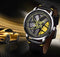 LA Fe GYRO NS - Never Stop Watch With Rotating Wheel And Leather Strap