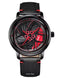 LA Fe GYRO NS - Never Stop Watch With Rotating Wheel And Leather Strap