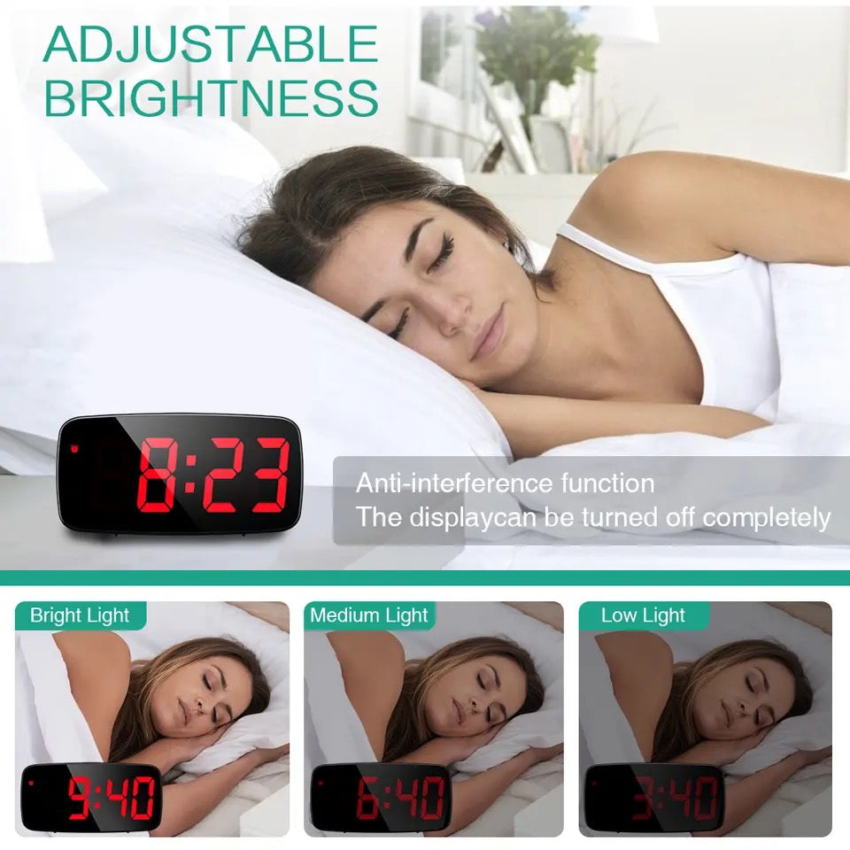 ORIA Alarm Clock Digital LED Clock Voice Control Snooze Time Temperatu
