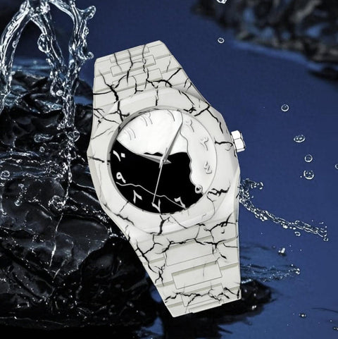 AURA WHITE MARBLE - PolyCarbon Case Watch With Arabic Numerics And 5 Years of Warranty
