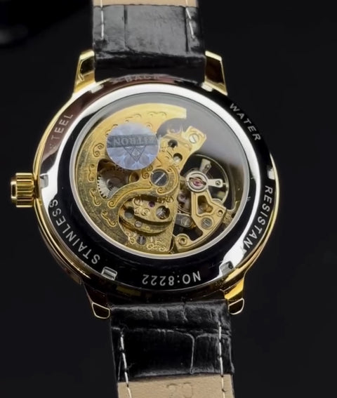 TORUS - Golden Black Watch with Black Leather Strap by fitron