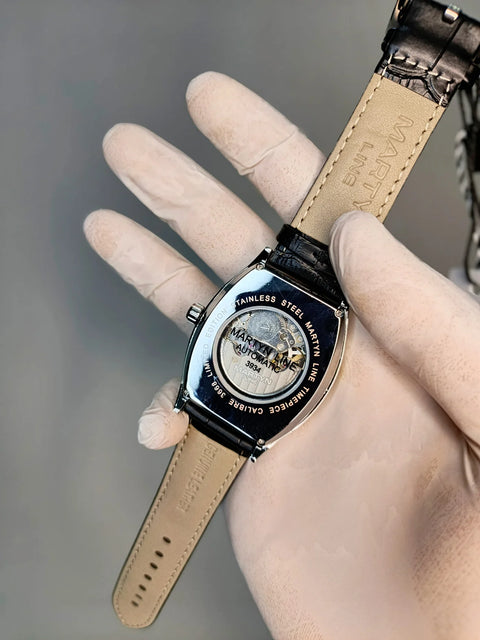 CHARLIE -  Mechanical Watch with Black Strap By Marty Line