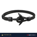 Black Trendy Anchor Bracelet - with survival rope chain