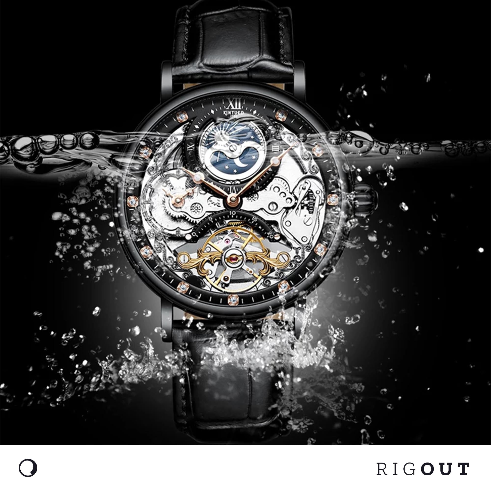 Multiple Time Tourbillion Automatic Skeleton Watch with Brown Strap ...