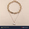 Double Layered Curb Chain Necklace with Pearl