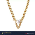Curb Chain Necklace with Pearl with free Maxi Sunglasses