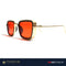 Quadrado - Gold Retro Square Metal Red Flat Lens Sunglasses