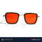 Quadrado - Gold Retro Square Metal Red Flat Lens Sunglasses