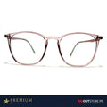 Square Pink Transparent Frame Glasses