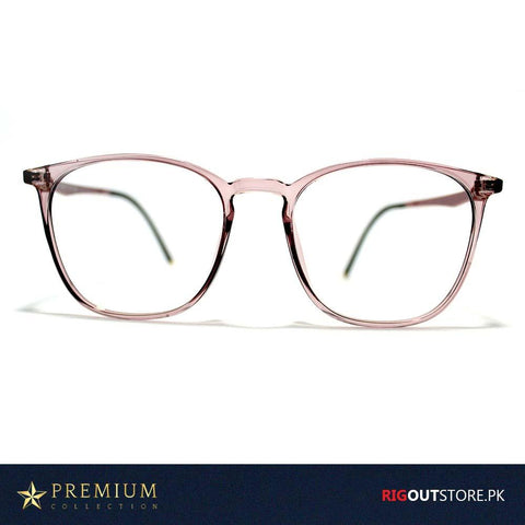 Square Pink Transparent Frame Glasses
