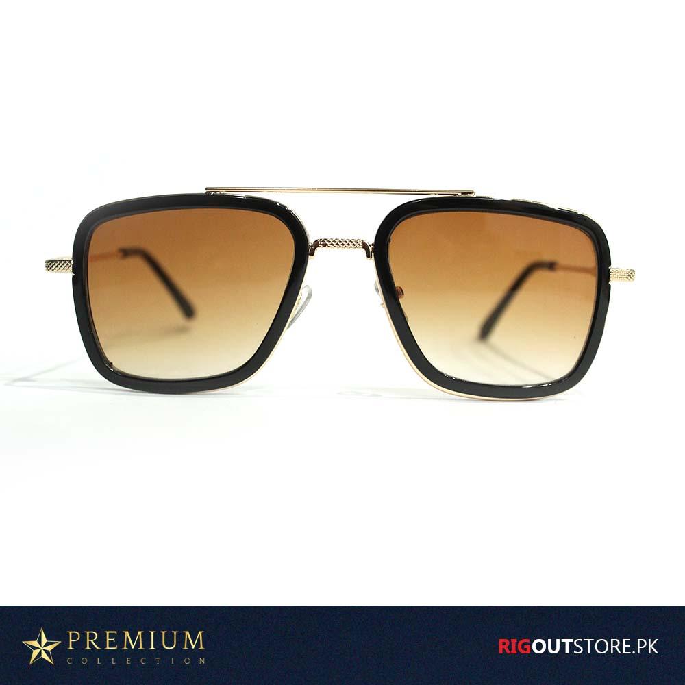 Gold and outlet brown sunglasses