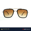 TEGO - Retro Square Sunglasses with Gradient Sunglasses - Golden Brown