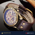 Tourbillion YACTH - Automatic Skeleton Watch with Brown Strap
